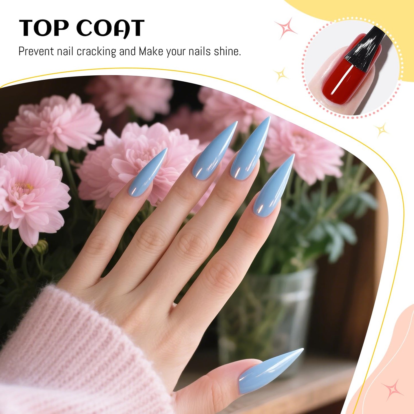 JODSONE 3Pcs 10ml Top and Base Coat Nail Glue Gel Set No Wipe for Long Lasting Manicures Nail Glue Gel for Securely Attaching False Nails and Decorations Requires U V Lamp Curing
