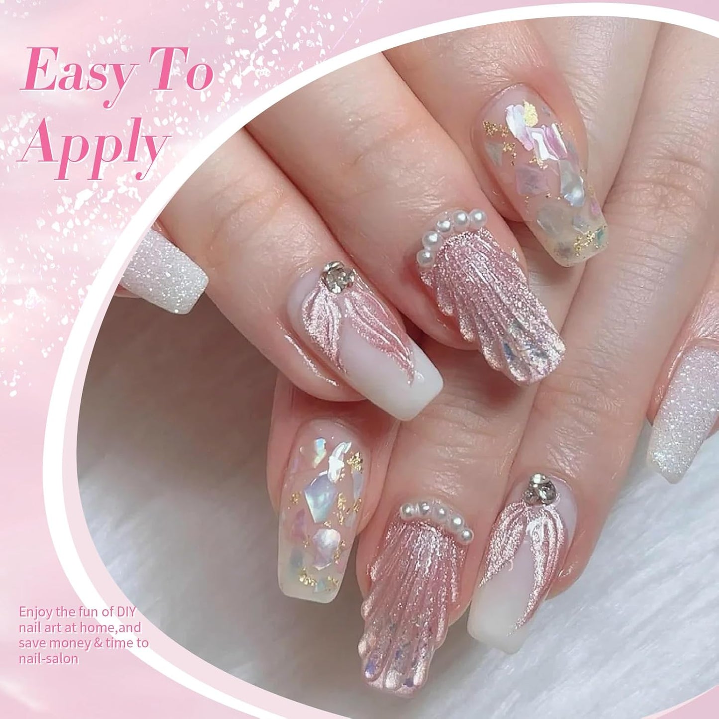 Born Pretty Pearl Gel Nail Polish Aurora Iridescent Glitter Shimmer Mermaid Pearl Gel Polish Drawing Gel Nail Polish Shell Swirl Thread Effect Nail Gel Soak Off Led Summer DIY Gift 6PCS