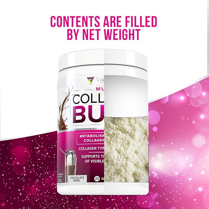 Vitauthority Collagen Peptides Powder Weight Loss | Collagen Supplements Hydrolyzed Beauty Complex | Multi Collagen for Women, Hair Skin Nails | Fat Burning Support | Chocolate Flavored 25 Servings
