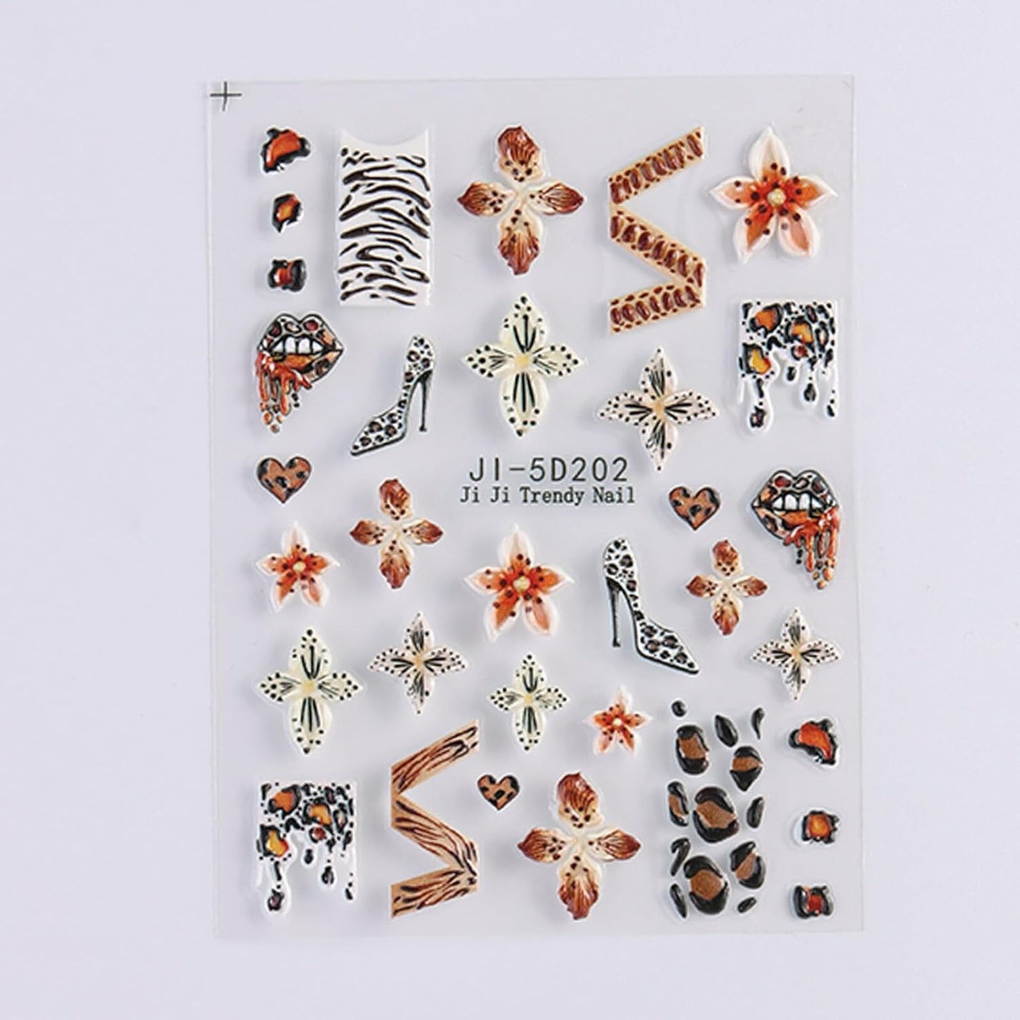 Fall Stickers para Uñas Nail Stickers Self-Adhesive Sticker para Uñas Leopard Print 3D Flower Floral Nail Stickers Art Design Accessories Hight Quality 2 Sheets