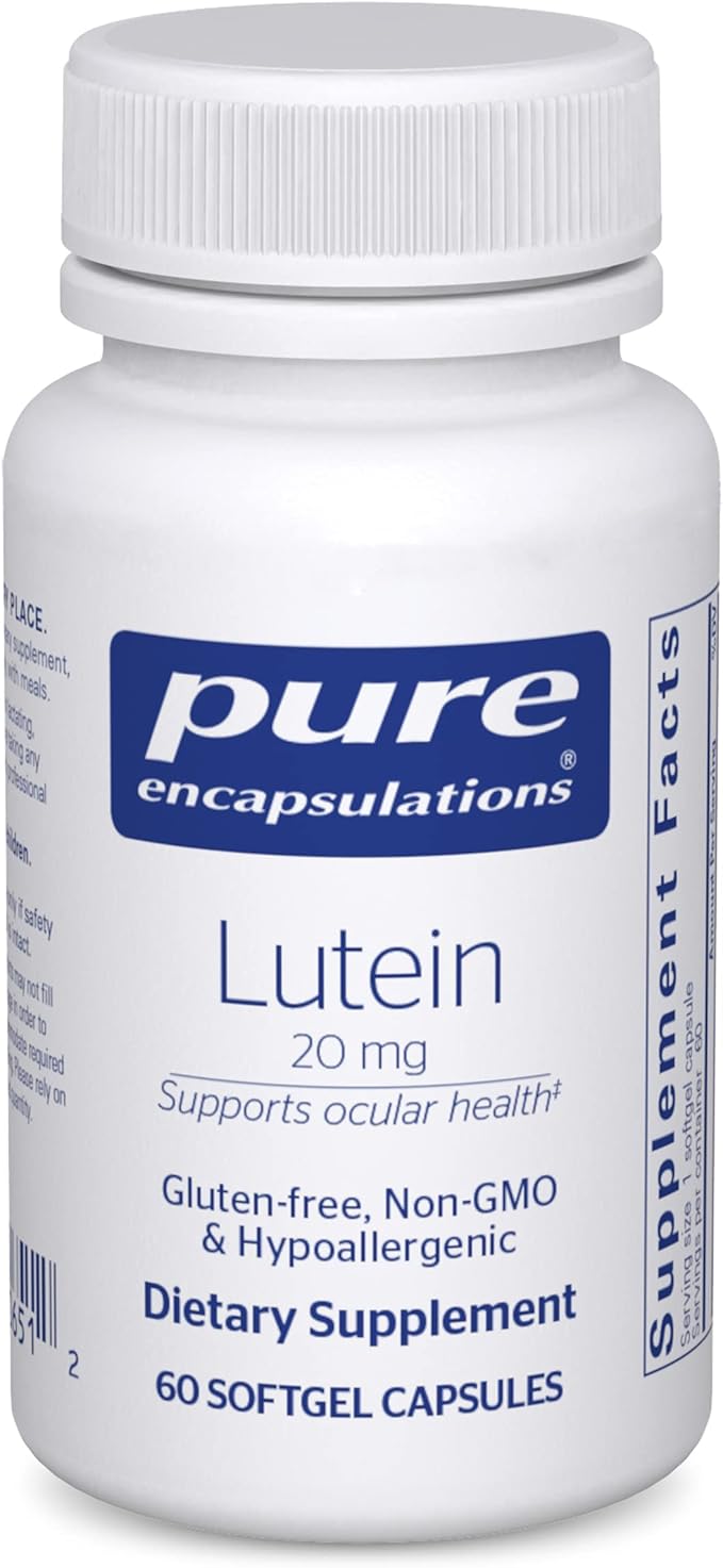 Pure Encapsulations Lutein 20 mg | Hypoallergenic Antioxidant Support for Healthy Visual Function | 60 Softgel Capsules