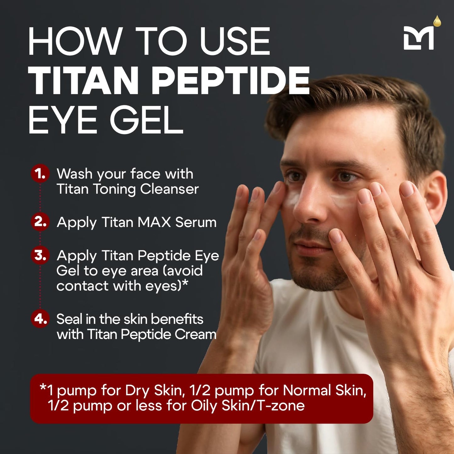 Titan Peptide Cooling Eye Gel – Mens Eye Cream – Anti-Aging Bags & Dark Circle – Eye Bags Treatment for Men – High Potency – Puffy Eyes Treatment for Men – Peptides, HA, DMAE, MSM – Unscented