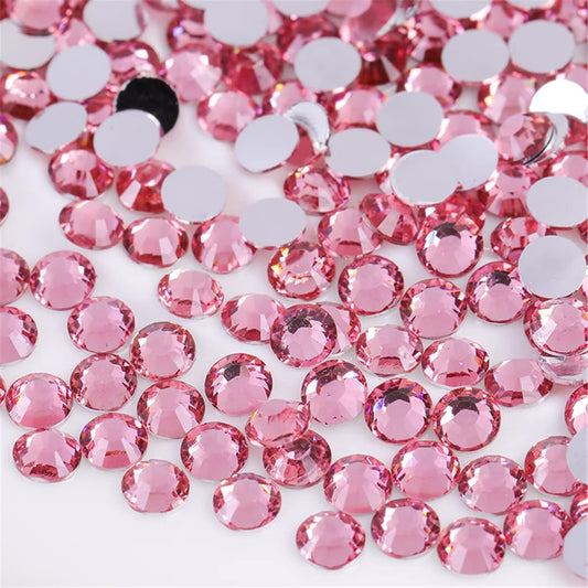 500 Pieces SS30 6mm Flatback Rhinestones Clear Glass Round Gems Crystals for Nail Art DIY Crafts Clothes Shoes Bags （Pink）
