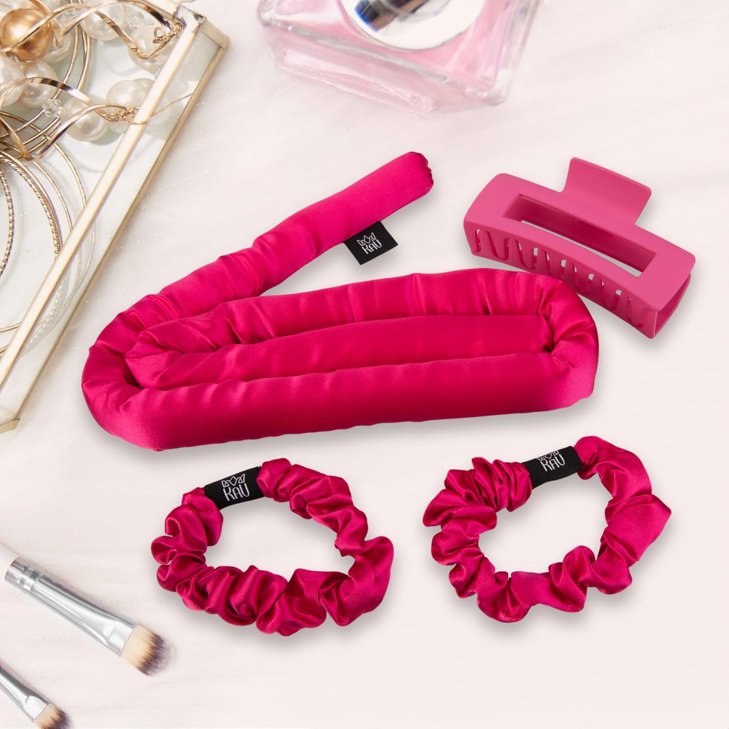 Heatless Hair Curler, Satin Hair Rollers for Heat less Curls Overnight, Premium Satin for No Heat Curls, Overnight Heatless Curling Rod to Sleep In, Silky Curlers with Clip and Scrunchies