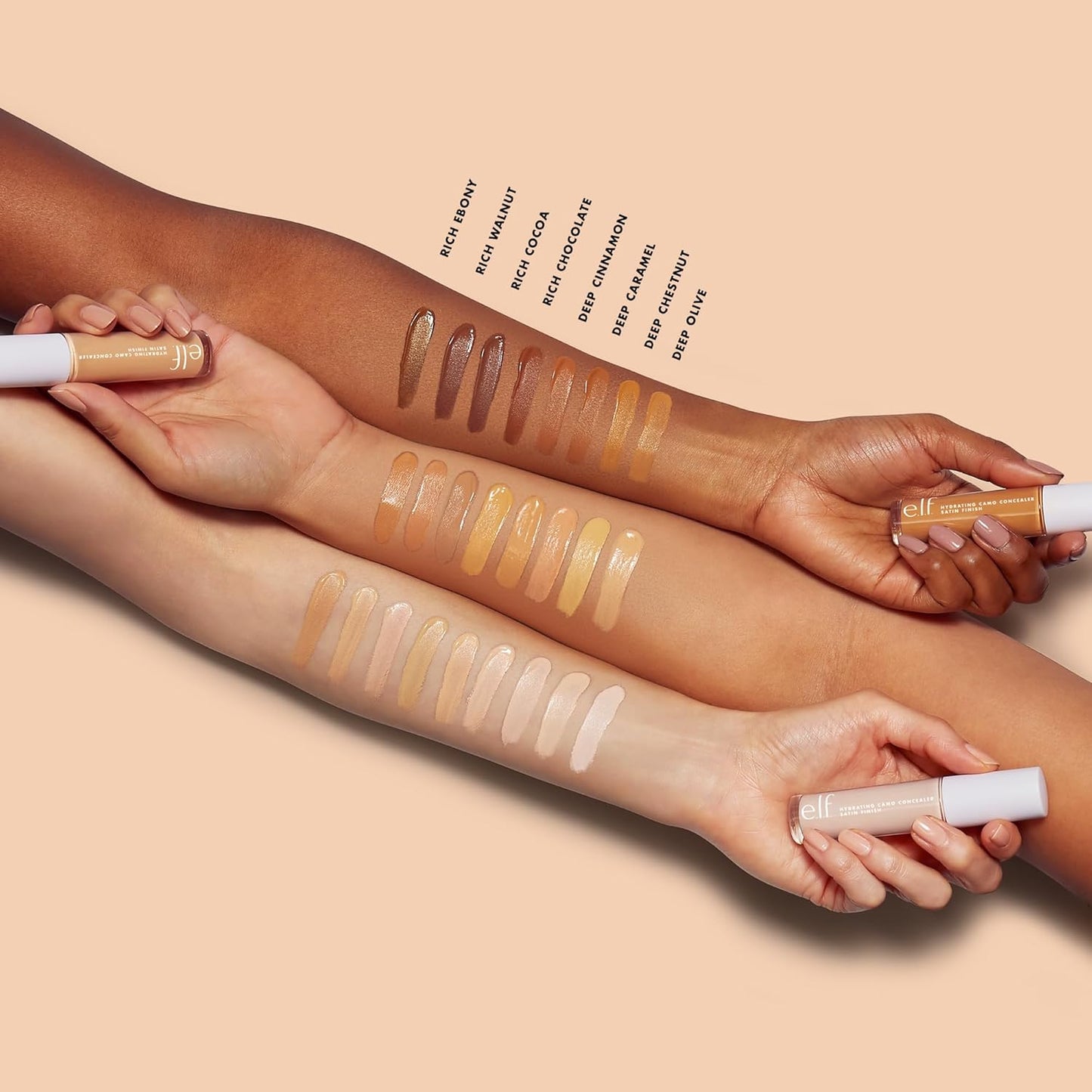e.l.f. Hydrating Camo Concealer, Covers Blemishes & Under-Eye Circles, Full-Coverage & Delivers A Satin Finish, Vegan & Cruelty-Free, Deep Caramel