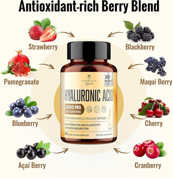 Hyaluronic Acid Capsules - Hylunaric Acid 1200 mg, with Collagen Peptides, Vitamin C, Phytoceramides - Hyaluronic Acid Supplement for Skin, Eyes, Bones, Gastrointestinal (2 Pack)