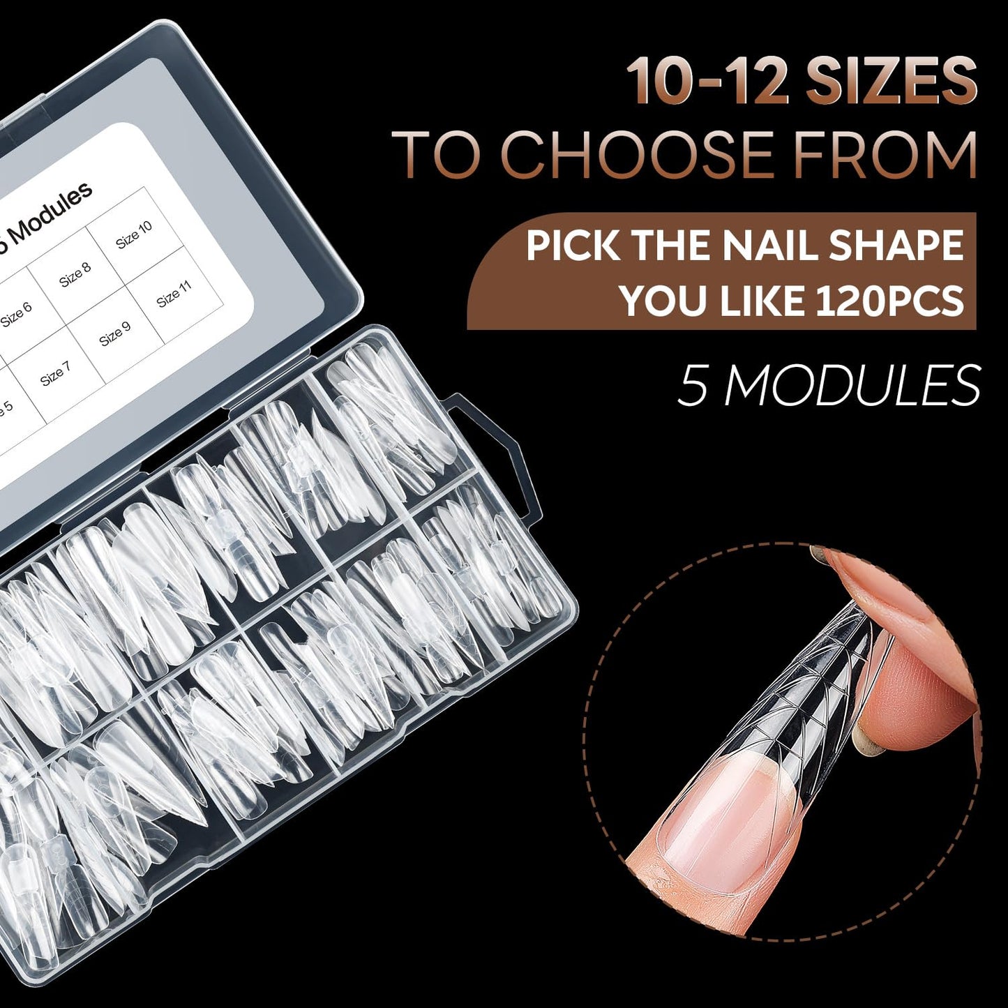Poly Extension Gel Dual Nail Forms, 120pcs Nail Molds for Builder Extension, 5 Style 12 Size Dual Forms for Gel Nail Tips Nail Art Design Salon DIY Kit 1