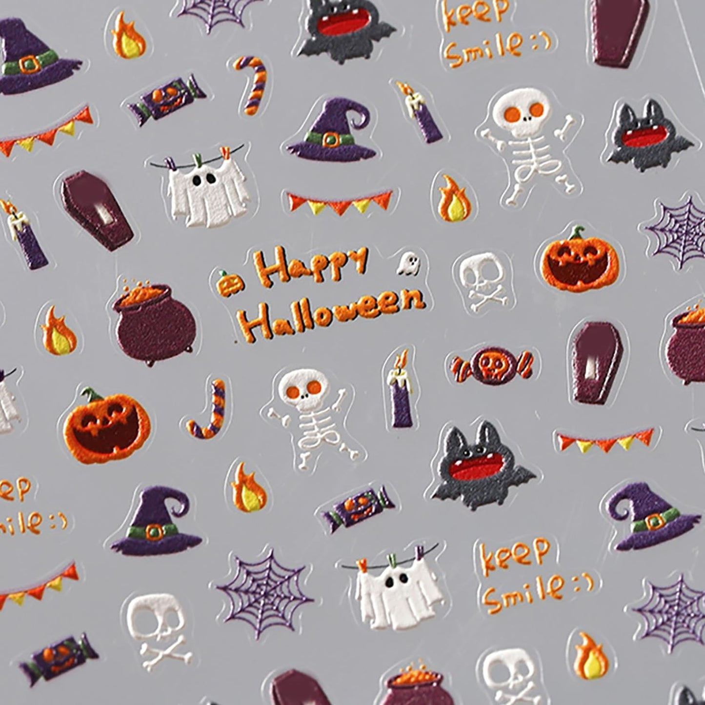 Halloween Nail Art Stickers 5D Embossed Cute Ghost Nail Decals for Nail Art Designs Self Adhesive Skull Spider Web Nail Stickers Pumpkin Bat Nail Supplies for Women Nails DIY Accessores