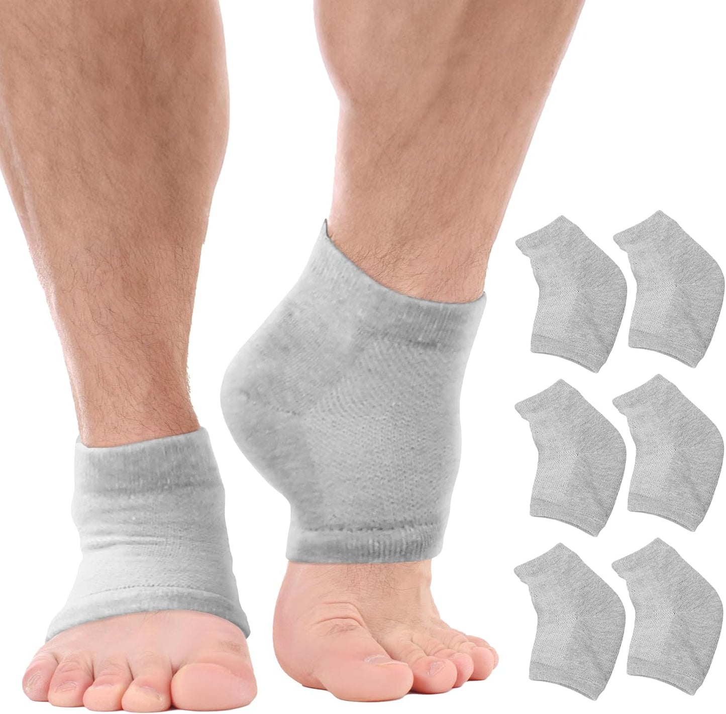 Moisturizing Socks for Women & Men | Aloe Vera Cracked Heel Treatment | Foot Callus Remover | Aloe Socks for Cracked Heels & Dry Cracked Feet | Lotion Infused Gel Heel Socks (Large - 3 Pairs)