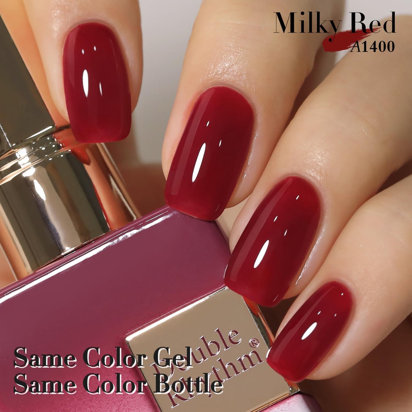 Double Rhythm Translucent Gel Polish Sheer Neutral Natural Light Milky Same Color Same Bottle 15ML Jelly Nail Polish Nail Art DIY at Home (Jelly Burgundy-A1400)