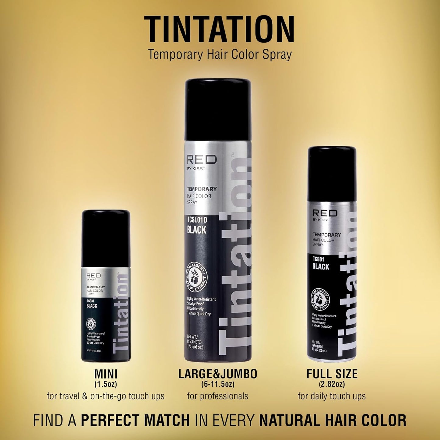 Red by Kiss Tintation Temporary Hair Color Spray, Instant Gray Root Touch Up Coverage, Water-Resistant & Smudge-Proof, Easy Wash Out, Barber & Hairline Touch-Up, Quick-Dry (Blonde, 2.82 oz)