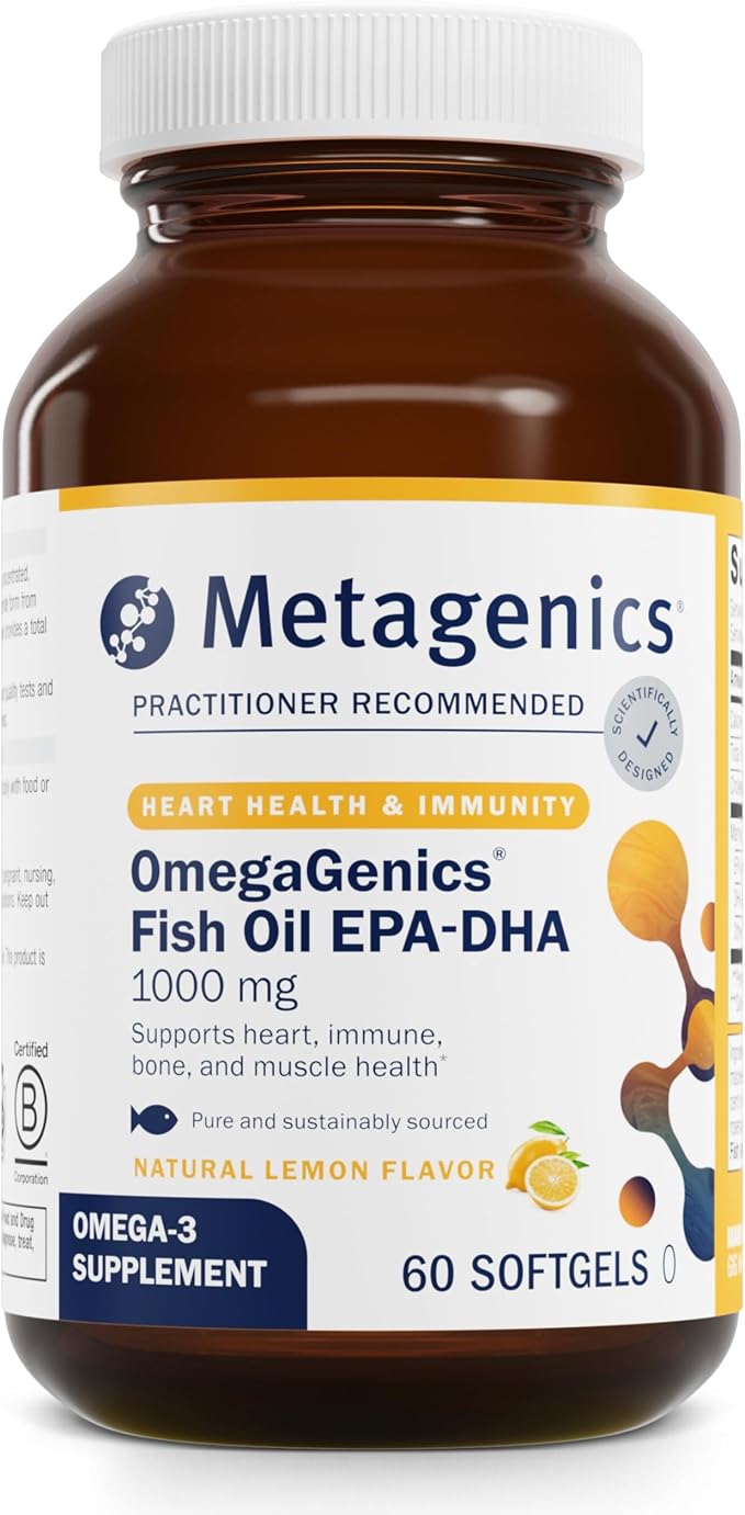 Metagenics OmegaGenics Fish Oil EPA-DHA 1000 - Omega-3 Fish Oil Supplement - for Heart Health, Musculoskeletal Health & Immune System Health* - with DHA & EPA - 120 Softgels