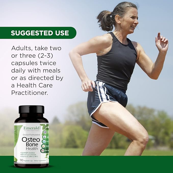 EMERALD LABS Osteo Bone Health - Immune Support & Bone & Joint Supplement with Vitamin D3, K2, Calcium, Magnesium, OptiMSM, Meriva Phytosome & More - 90 Vegetable Capsules
