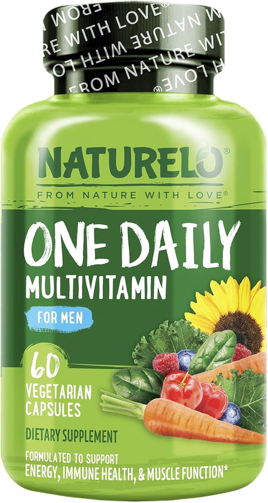 NATURELO One Daily Multivitamin for Men - with Vitamins & Minerals + Organic Whole Foods - Supplement to Boost Energy, General Health - Non-GMO - 60 Capsules - 2 Month Supply