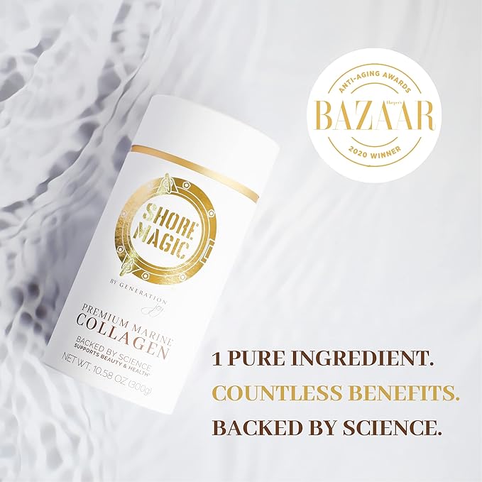 Premium Marine Collagen Powder with Type I II III and IV Hydrolyzed Peptides for Women and Men Sourced from Wild Fish, Certified Halal and Kosher Unflavored - 30 Day Supply, 300g Canister