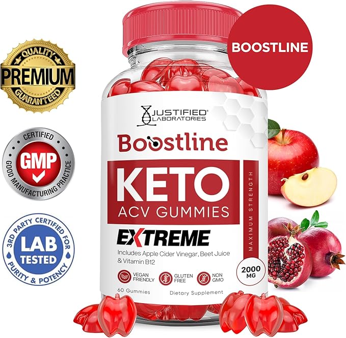 (2 Pack) Boostline Keto ACV Gummies Extreme 2000MG Boost Line Keto Gummies Apple Cider Vinegar Formulated with Pomegranate Beet Juice Powder B12 Vegan Non GMO120 Gummys
