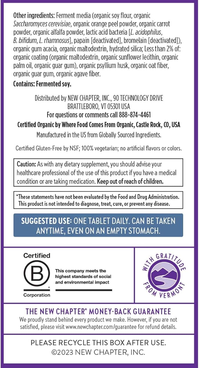 New Chapter Men's Multivitamin 50 Plus for Brain, Heart, Digestive, Prostate & Immune Support with 20+ Nutrients + Astaxanthin - Every Man's One Daily 55+, Gentle on The Stomach - 72 ct