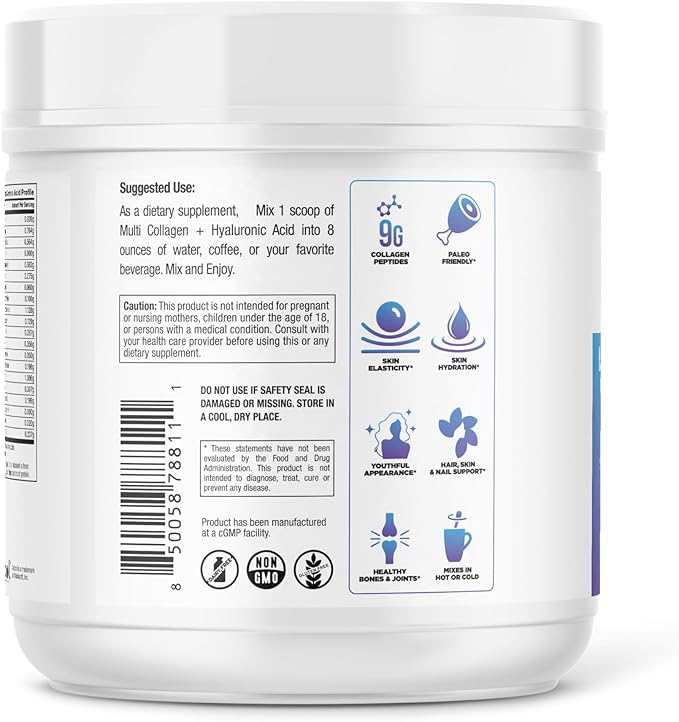 DR. EMIL NUTRITION Multi Collagen Peptides Plus - Pumpkin Flavor | 9g Collagen with Hyaluronic Acid for Skin, Hair, Nails & Joint Support | Non-GMO, Gluten-Free, 10.7 oz