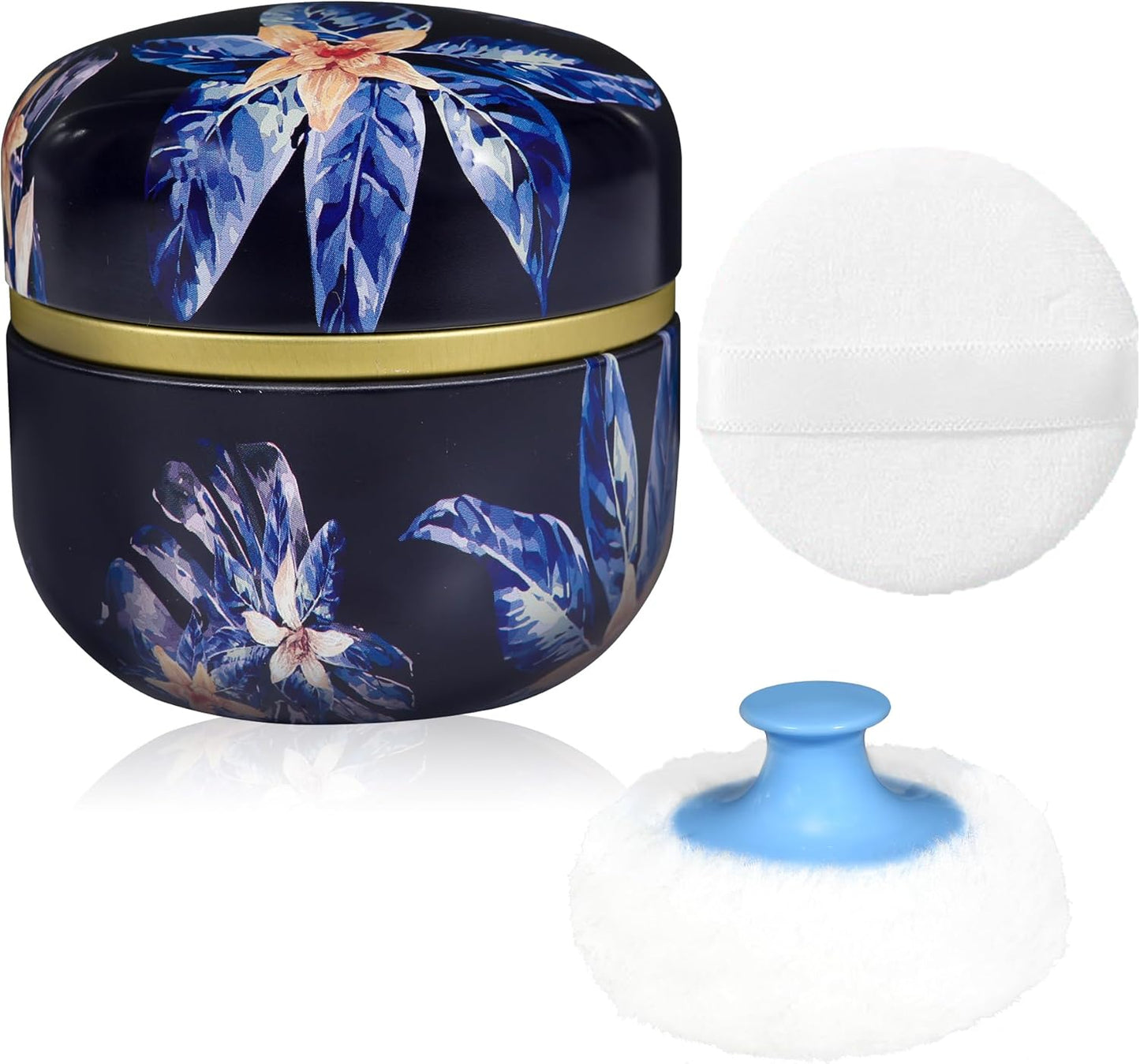 WEMEGA Body Powder Case with Powder Puff Powder Container Tea Box for Baby and Women Powder Puff and Powder Case for Travel (Midnight1)