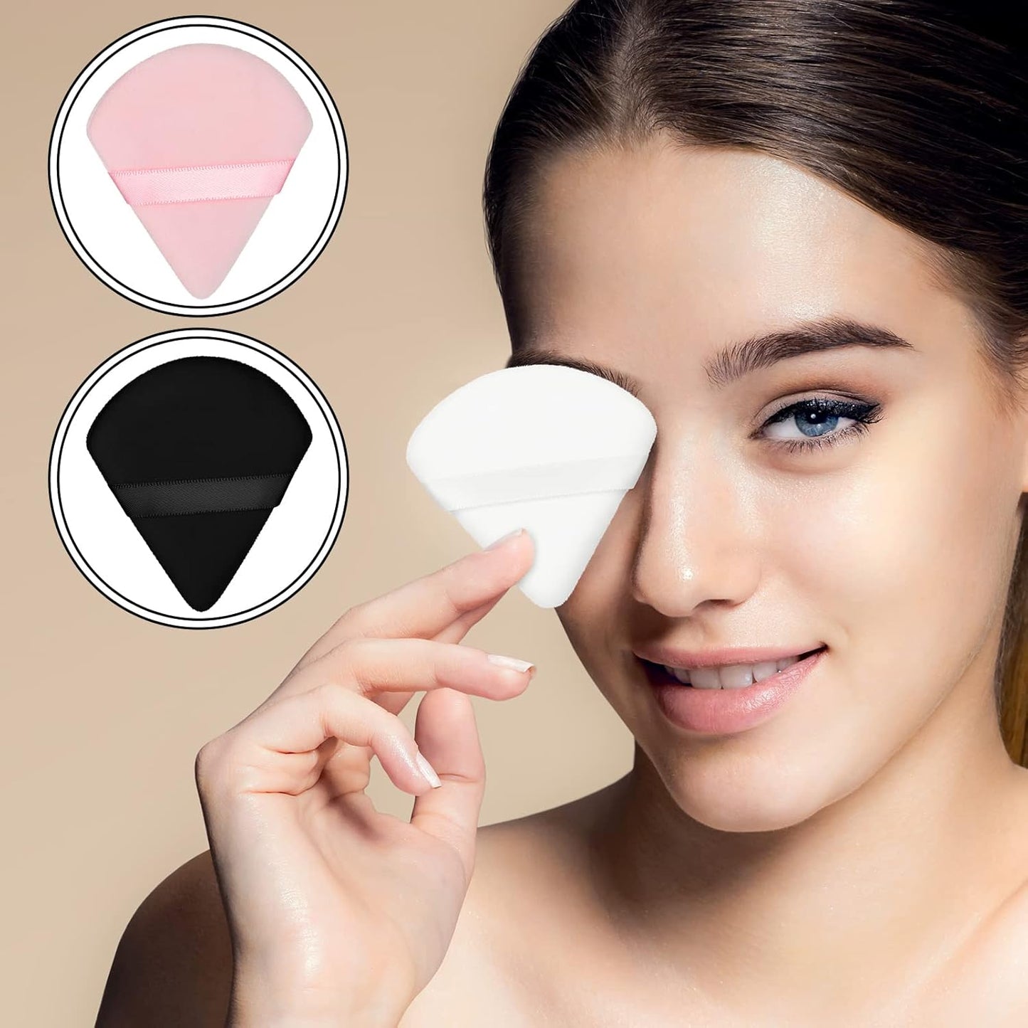 Maitys 12 Pieces Powder Puff Triangle Face Makeup Cosmetic for Loose Powder Soft Body Washable Reusable Foundation Sponge Mineral Wet Dry Makeup Tool for Women(Small,Black, White, Pink)