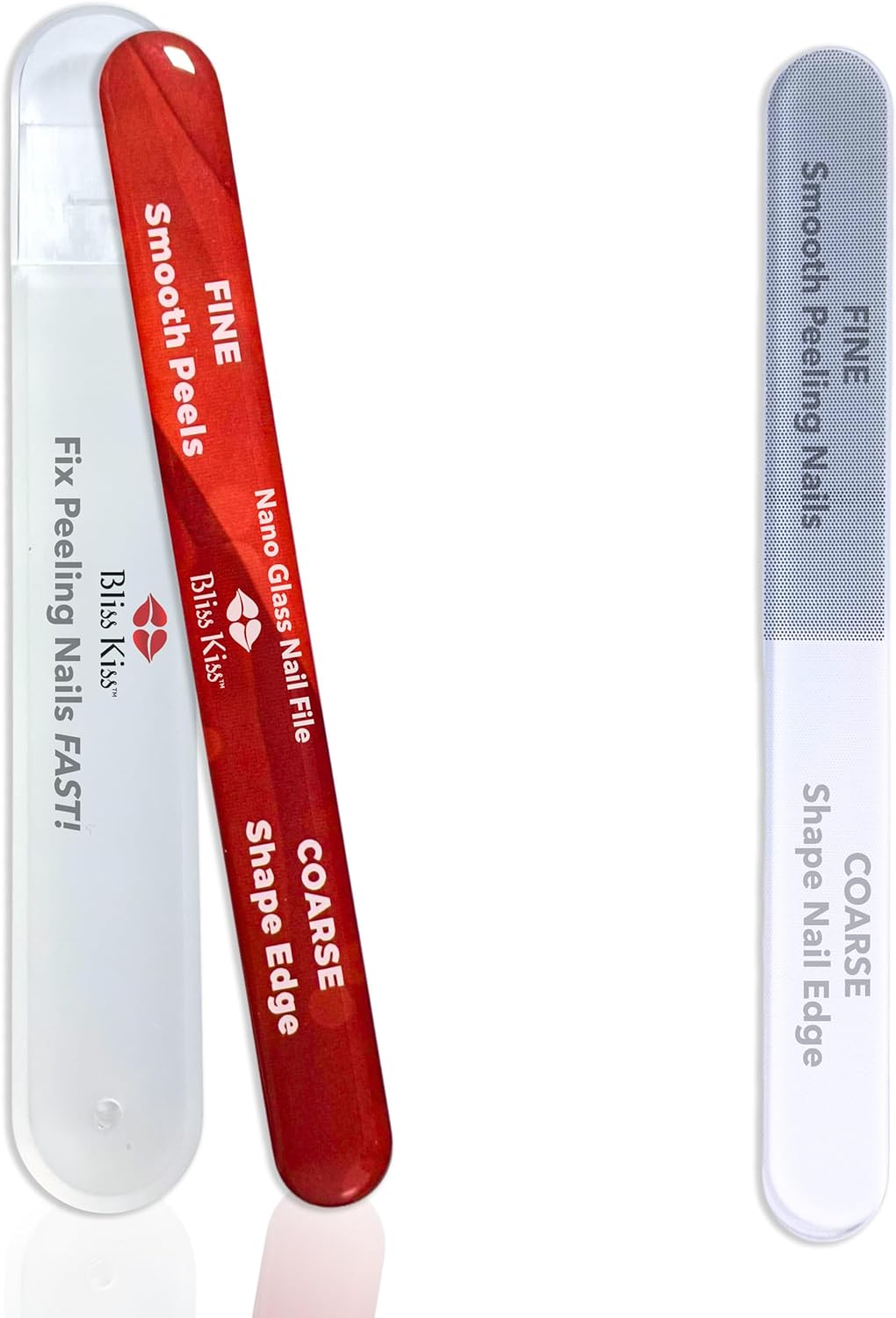 Bliss Kiss Nano Glass Nail Files & Buffer for Weak, Brittle, Peeling Nails for Women for Natural Nails with Case