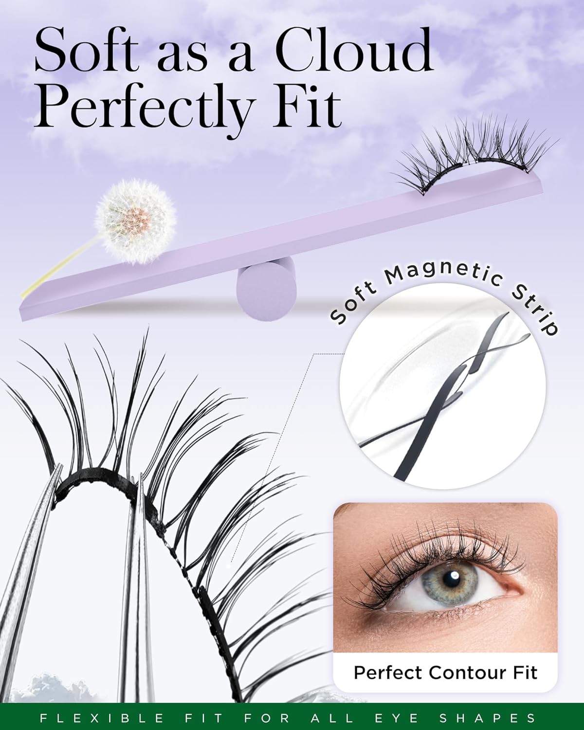 BEYELIAN Portable Magnetic Eyelashes with Applicator All-In-One Box,Upgrade Soft Magnetic Lashes Natural Look, Reusable No Glue Needed Fale Eyelashes for Eye (Lightweight & Comfortable)