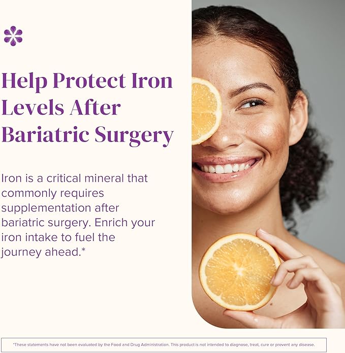 Barimelts Iron with Vitamin C - 90 Fast-Dissolving Tablets (1-Month Supply) - Sugar-Free Bariatric Iron Supplement for Women, Natural Orange Flavor