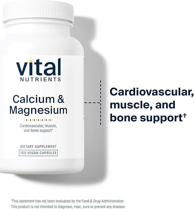 Vital Nutrients Calcium & Magnesium | Vegan Calcium Supplement with Magnesium | Support Bone Strength, Muscle, and Heart Health* | Gluten, Dairy, Soy Free | Non-GMO | 100 Capsules