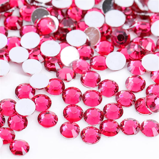 1000 Pieces SS20 5mm Flatback Rhinestones Clear Glass Round Gems Crystals for Nail Art DIY Crafts Clothes Shoes Bags （Light Rose Red）