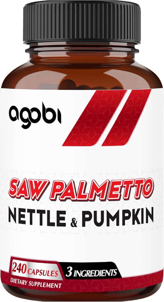 agobi 1000mg Saw Palmetto Supplement with Nettle Leaf & Pumpkin - High Extract Support for Restful Mood, Hair Health, Immune System & Energy Production - 240 Veggie Capsules for 4-Month Suppply