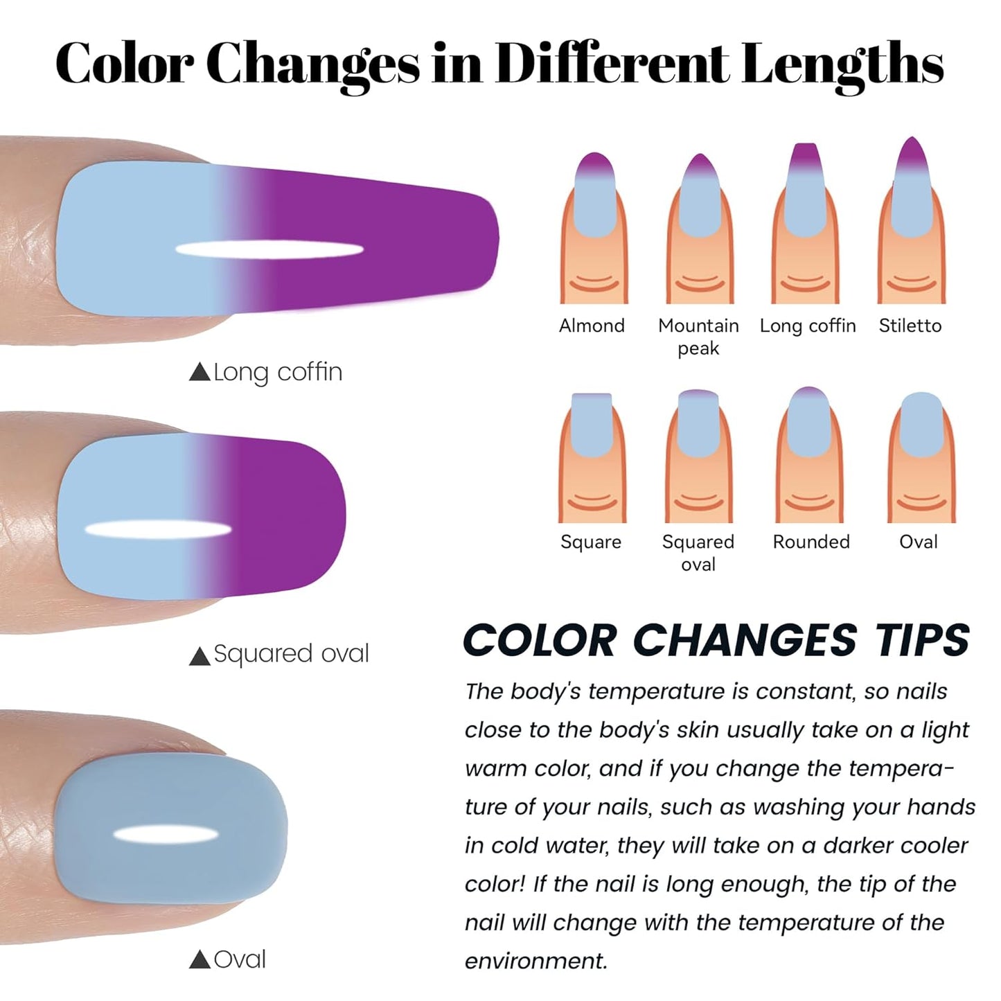 YTD Likomey Color Changing Gel Nail Polish,15ml Blue to Purple Mood Temperature Change Colors UV Nail Gel,Fall Winter Thermal Ombre Manicure Varnish,WB428