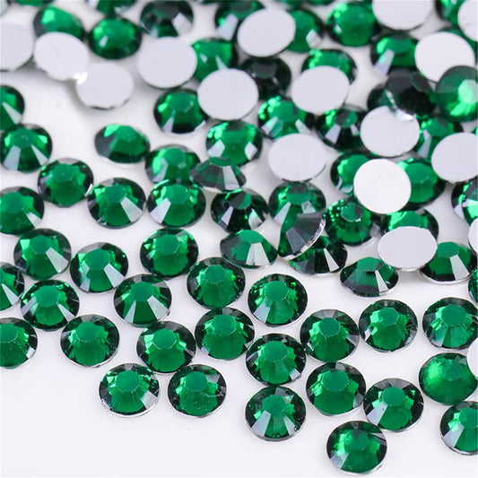 3000 Pieces SS12 3mm Flatback Rhinestones Clear Glass Round Gems Crystals for Nail Art DIY Crafts Clothes Shoes Bags （Dark Green）