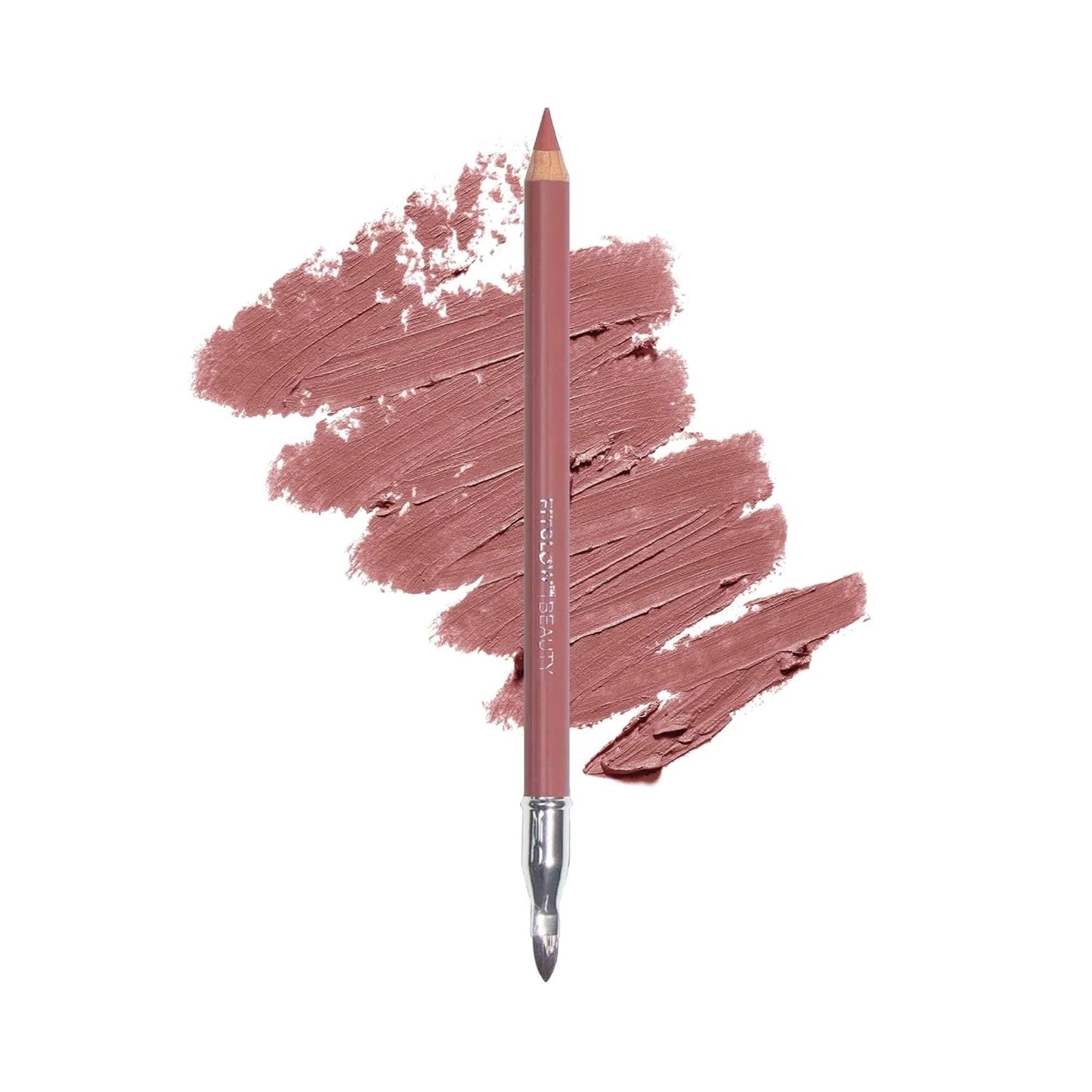 FITGLOW Beauty Vegan Lip Liner Pencil | Long-Lasting Lip Enhancer with Blending Brush | Hydrating Plumping Lip Liner | Smudge-Proof Lip Perfector | Define Shape & Fill | Buff, 1.1g