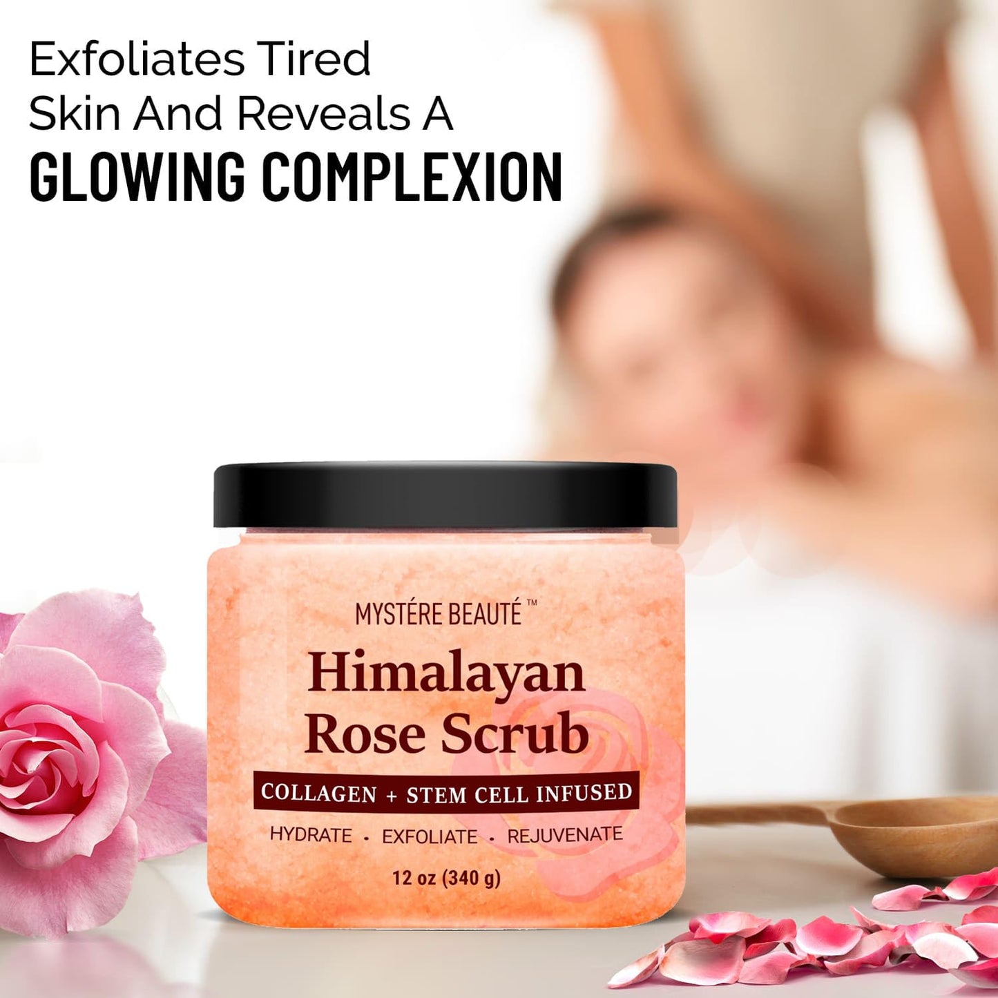 Himalayan Salt Body Scrub 12 oz each Twin Pack - with Collagen and Stem Cells - Exfoliating Salt Scrub for Cellulite - Deep Cleansing for Acne, Scars, Wrinkles - Moisturizes Skin
