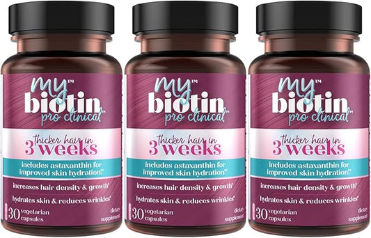 Purity Products MyBiotin ProClinical – Thicker Hair Starting in 3 Weeks & Fights Wrinkles - MB40X Patented Biotin Matrix w/Astaxanthin - 40X More Soluble vs Ordinary Biotin 90 Count
