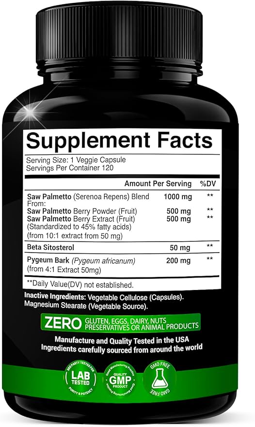 X Gold Health Saw Palmetto Prostate Supplement for Men | Pygeum Bark | Beta Sitosterol Supplement | Potent 3X Formula | Urinary Function Prostate | DHT Blocker Hair Growth | 4 Month Supply Male Pills