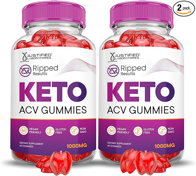 (2 Pack) Ripped Results Keto ACV Gummies Advanced Formula 1000MG Ripped Results Keto Gummies Apple Cider Vinegar Formulated with Pomegranate Beet Juice Powder B12 Vegan Non GMO 120 Gummys