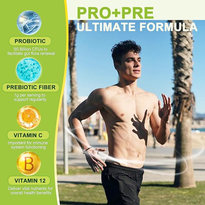 Probiotics for Women & Men Digestive Health with Prebiotic Fiber - Fiber Supplement with 60 Billion Probiotic for Regularity & Gut Cleanse - Supports Occasional Constipation - 120 Veggie Capsules