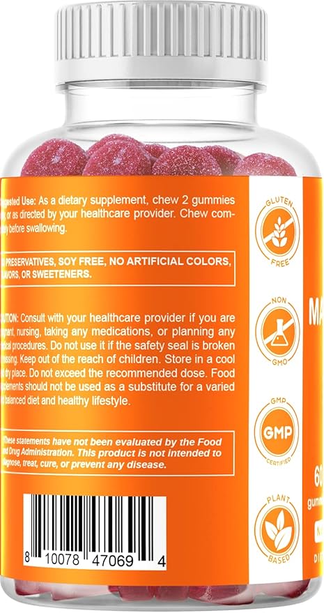 Vitamatic Magnesium Citrate Gummies 600mg per Serving - 60 Vegan Gummies - Promotes Healthy Relaxation, Muscle, Bone, & Energy Support (60 Gummies (Pack of 1))