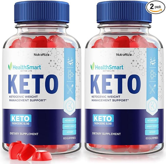 (2 Pack) Health Smart Gummies - Health Smart Keto ACV Gummies, Health Smart Keto Gummies for Advanced Weight Loss, Keto + ACV Gummy, Maximum Strength Supplement, HealthSmart Reviews (120 Gummies)