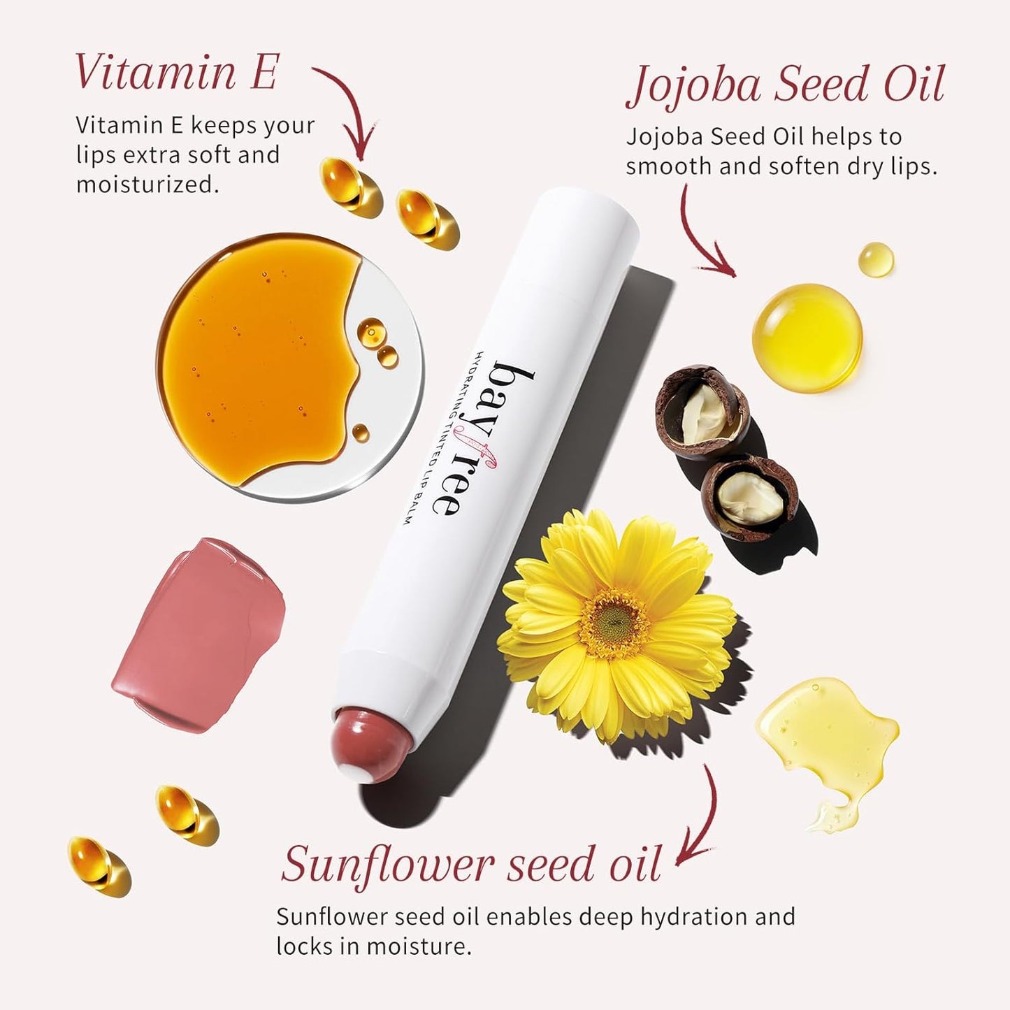 Tinted Lip Balm Plumper, Glossy, Pump Lips, Lightweight, Moisturize & Tint with Jojoba Seed Oil, Vegan Lipbalm Lip Care, Tang Peony