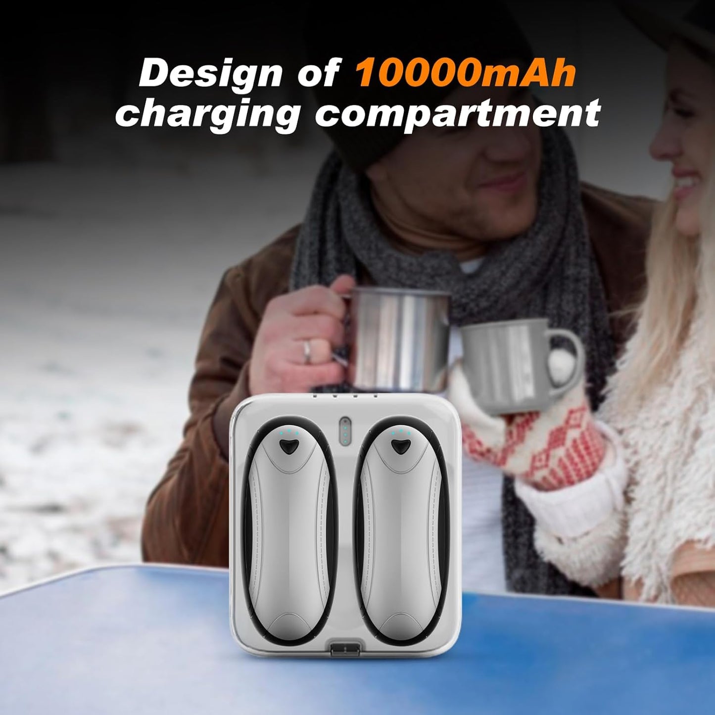 Hand Warmers 2 Pack with 10000mAh Charging Box,Portable Pocket Heater,24Hrs Long Safe Heat,Outdoor, Travel, Golf, Hunting, Camping,Gifts for Men Women