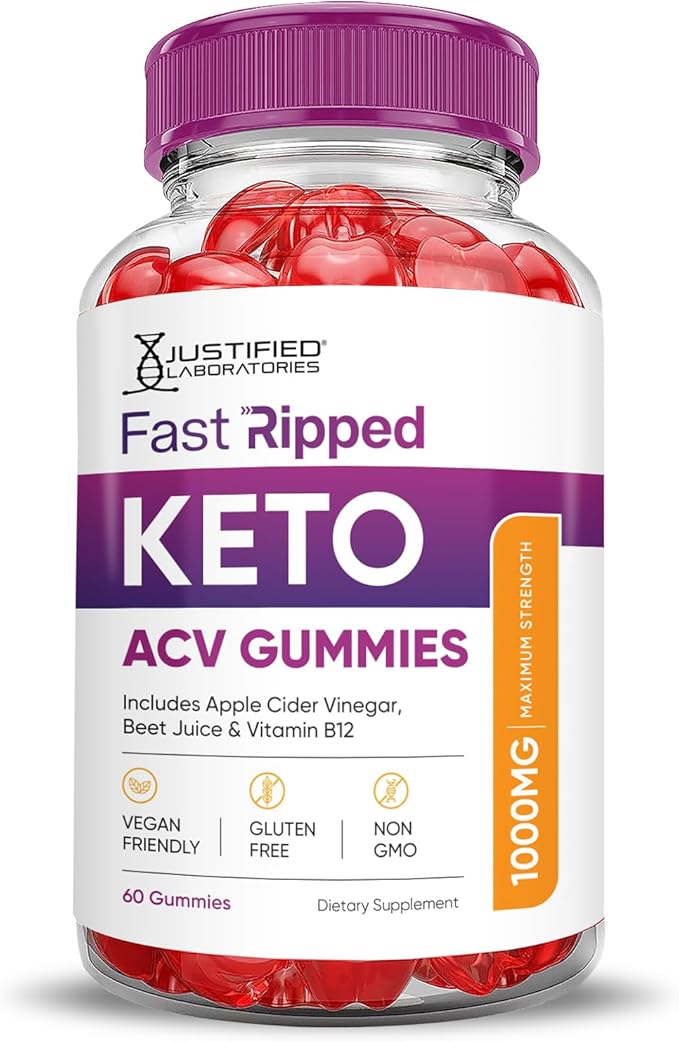(2 Pack) Fast Ripped Keto ACV Gummies Advanced Formula 1000MG Fast Ripped Keto Gummies Apple Cider Vinegar Formulated with Pomegranate Beet Juice Powder B12 Vegan Non GMO 120 Gummys