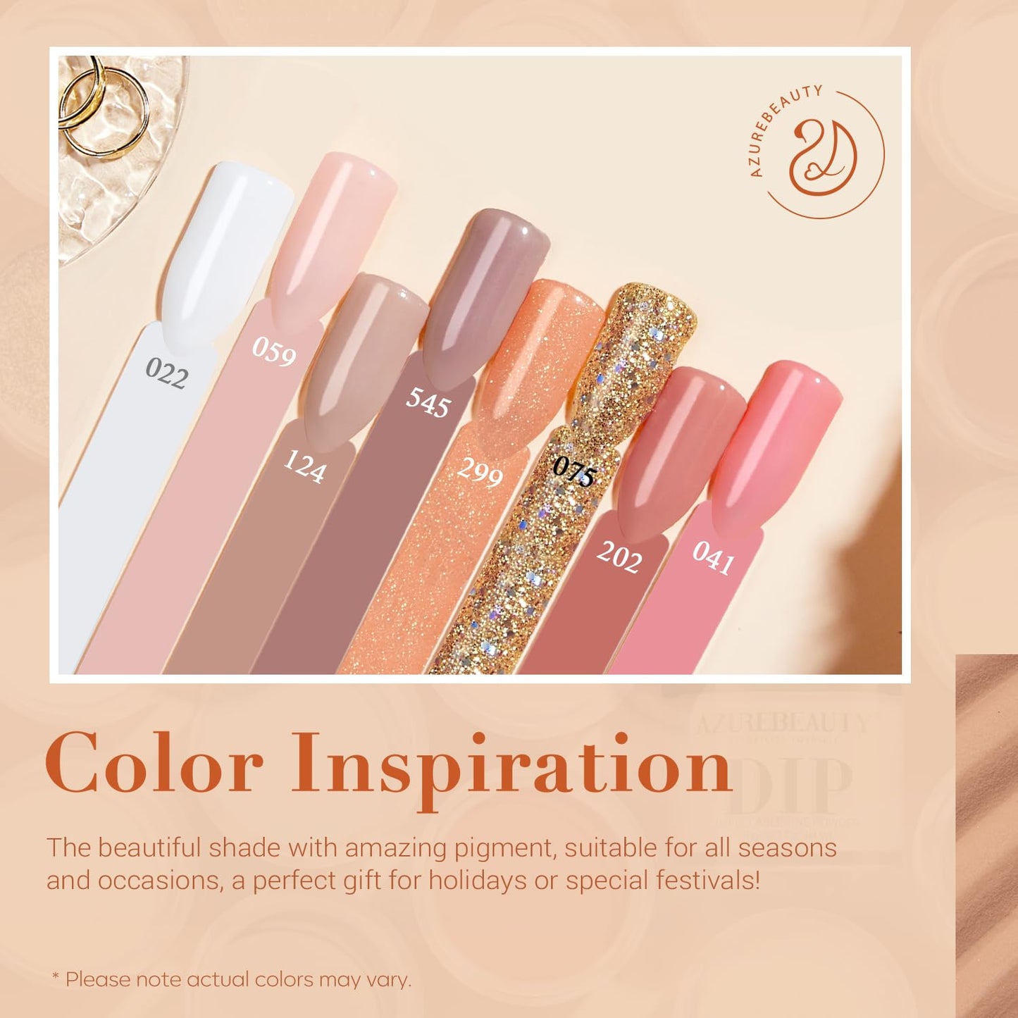 AZUREBEAUTY 30Pcs Dip Powder Nail Kit Starter with Nail Sticks, Nude Skin Tones Neutral Pink 8 Colors Dipping Liquid Set Matte Top Coat for Nail Art Manicure Salon DIY Home