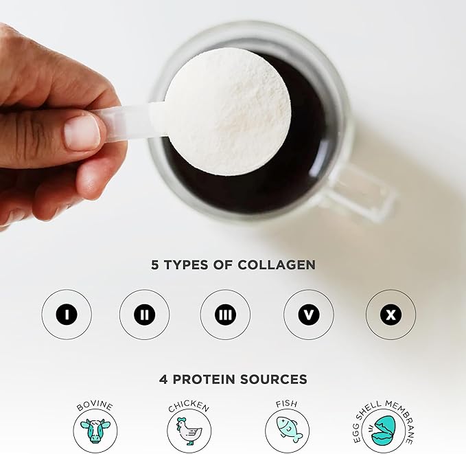 Vital Vitamins Collagen Powder Unflavored - Multi Collagen Type I, II, III, V, X - Collagen Peptides Powder for Women & Men - Promotes Hair, Skin, Nails, & Joint Health - 30 Servings