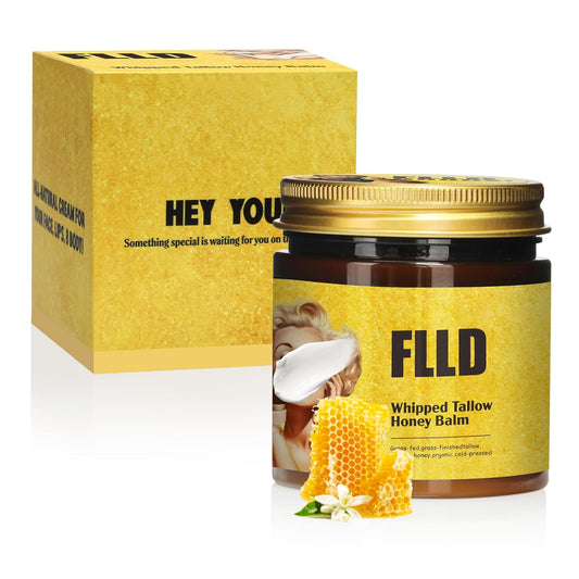 Organic Grass Fed Whipped Tallow and Honey Balm 4oz - Facial Cream, Lip Moisturizer, Body Balm