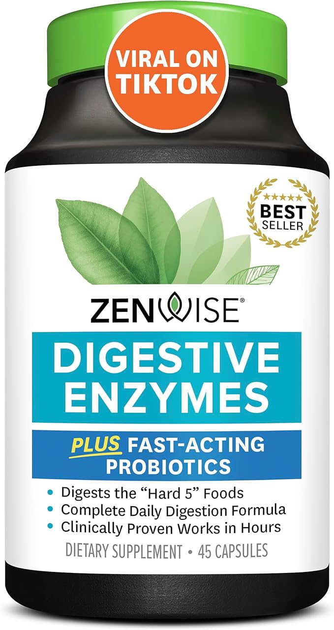 Zenwise Health Digestive Enzymes for Gut Health - Probiotic Multi Enzymes with Prebiotics and Probiotics for Women and Men for Digestive Health and Bloating Relief, Daily Enzymes for Digestion -45 CT