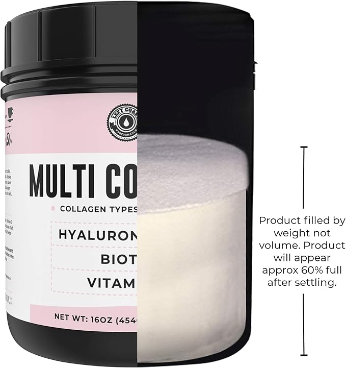 Multi Collagen Peptides Powder Types I, II, III, V, X Collagen with Hyaluronic Acid, Biotin Powder, Vitamin C, Multi Collagen Protein Powder For Skin Hair Nails Joints and Gut Health - Keto, Non-GMO