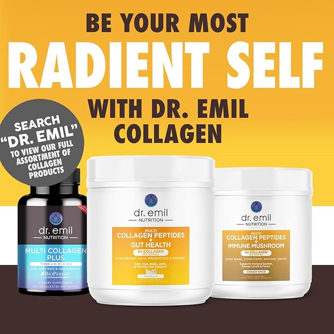 DR. EMIL NUTRITION Collagen Peptides Powder Plus Gut Health Supplement - Collagen Powder for Women with Colostrum & Probiotics for Gut Support & Immunity - Collagen Supplements for Hair, Skin & Nails