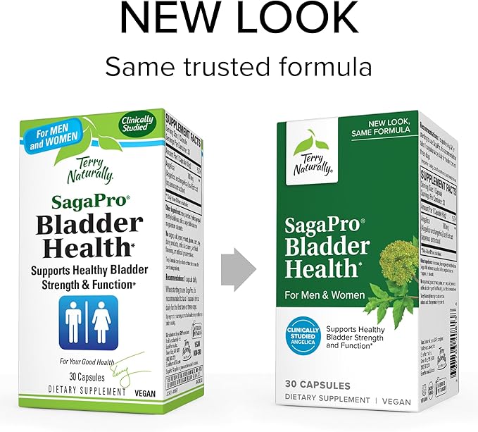 Terry Naturally SagaPro Bladder Health - 30 Capsules - Supports Bladder Strength & Function for Men & Women - Non-GMO, Vegan, Gluten Free - 30 Servings